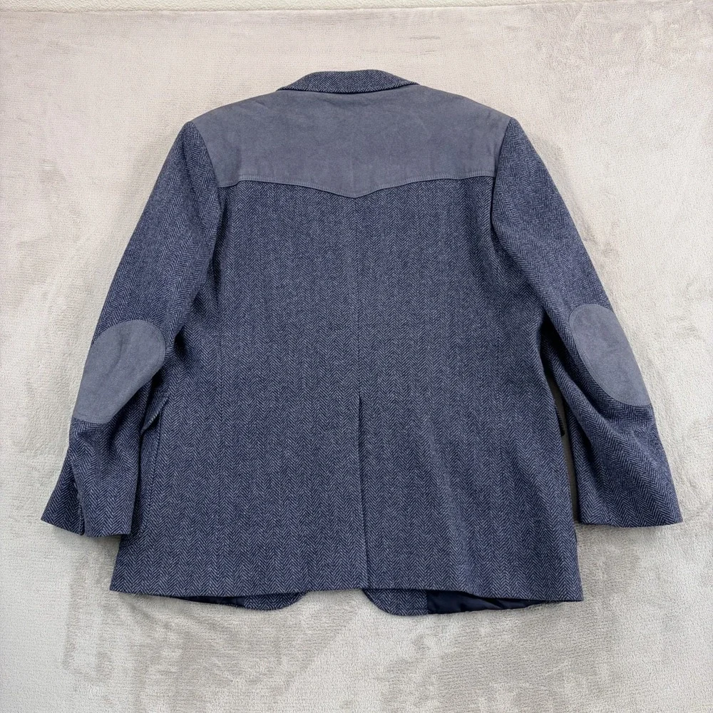 VTG Pendleton Suede Yoke Elbow Patches Western Tweed Blazer Men 48T Tall Wool